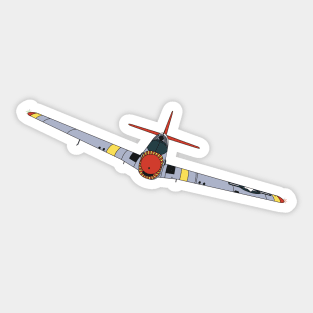 P-51 Mustang Aircraft Illustration Sticker